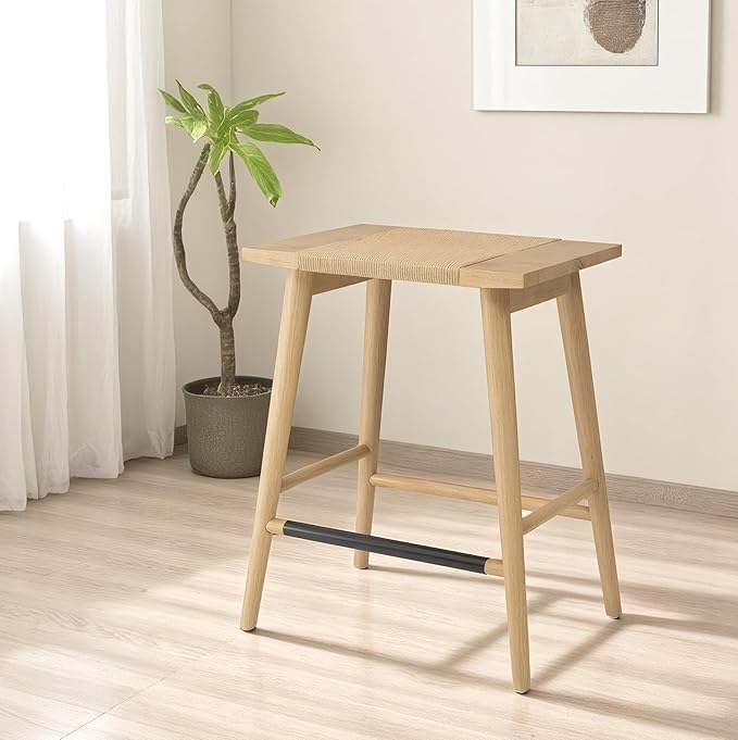 Thor Wicker Counter Height Wooden Counter Stool by AllForWood