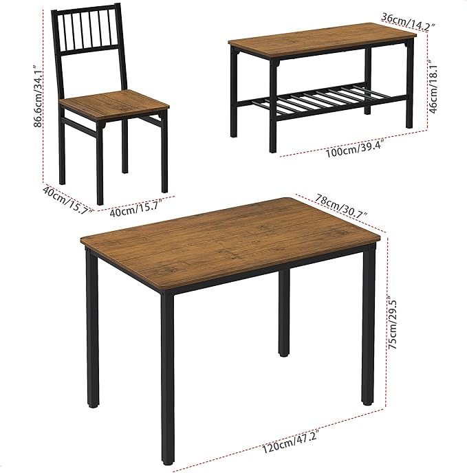 Teraves Dining Table Set for 4/Computer Desk, Kitchen Table - Image 8