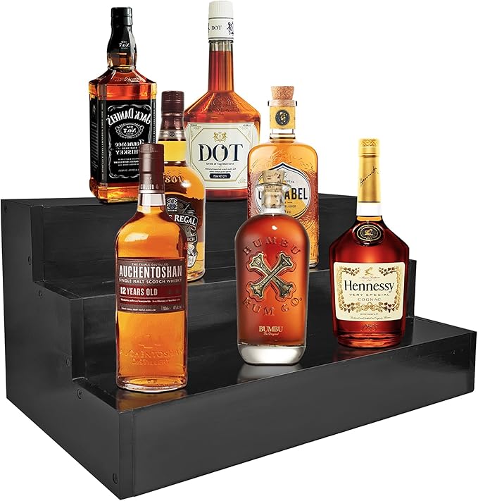 Royxen Wood Liquor Bottle Shelf 3 Tier Bar Shelf Freestanding Vintage Liquor by Royxen