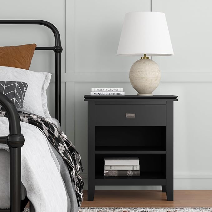 SIMPLIHOME Artisan Solid Wood 24 inch Wide Contemporary Bedside Nightstand - Image 2