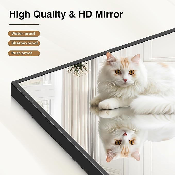 40x48inch Black Bathroom Mirror, Large Rectangular Wall Mirrors - Image 8