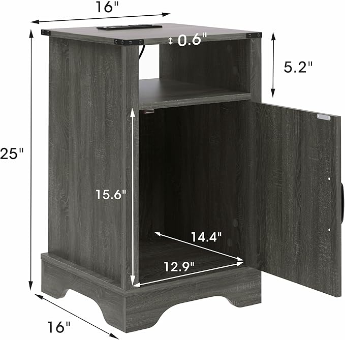 RoyalCraft Nightstand Set of 2, Tall Farmhouse Bedside Table - Image 2