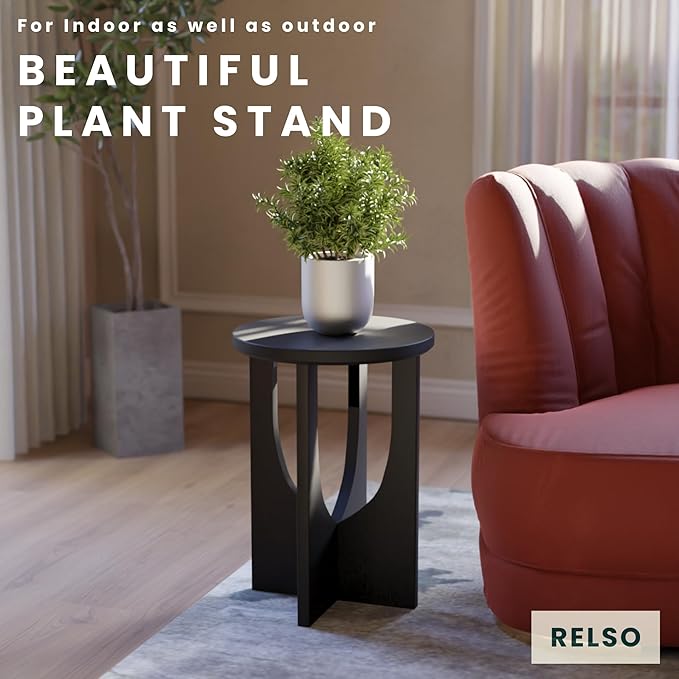 Stupa Solid Wood End Table – 22" Tall Round Side Table - Image 6