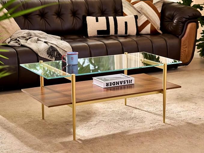 Shrine Rectangle Coffee Table, Mid-Century Modern Design, 2-Tier Structure - Image 4