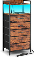 Furnulem 5 Drawer Dresser for Bedroom, Tall Nightstand by Furnulem