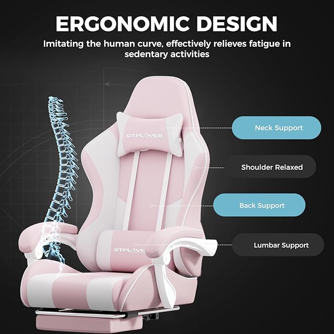 GTPLAYER Gaming Chair with Footrest, Computer Chair with and Lumbar Support - Image 7