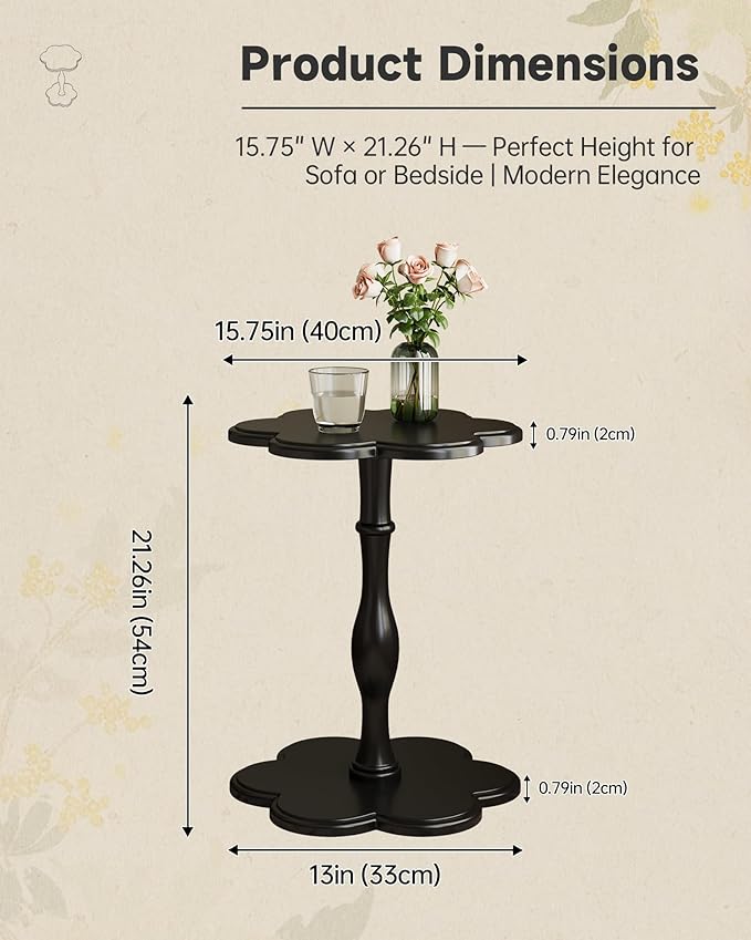 Accent Solid Wood End Table for Living Room, Small Bedside Tables Nightstand - Image 2