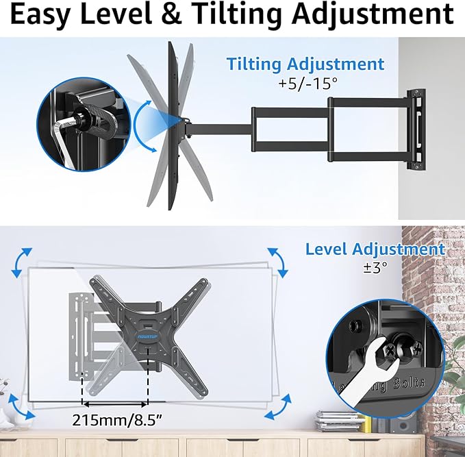 MOUNTUP Corner TV Wall Mount for Most 26-65 Inch TVs, Long Arm TV Mount - Image 4