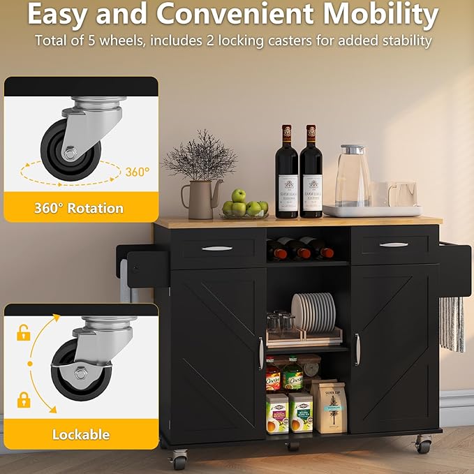 51.5'' Rolling Kitchen Island - Image 6