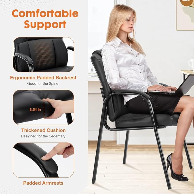 Sweetcrispy Waiting Room Office Guest Chairs Set of 2, PU Leather Big and Tall - Image 5