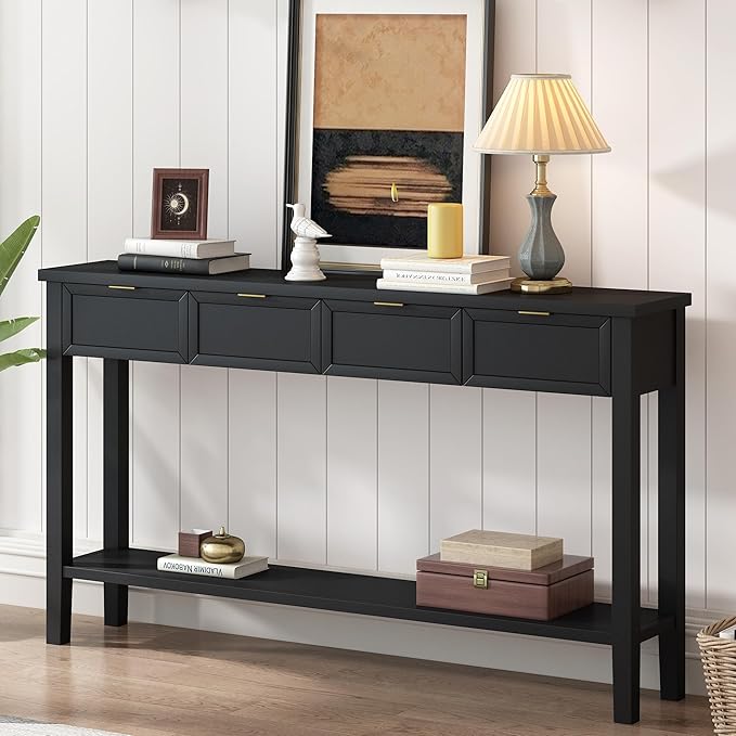 Ball & Cast 60“ Contemporary 4 Drawers Console Table, Long Narrow Entryway-Table by BallCast
