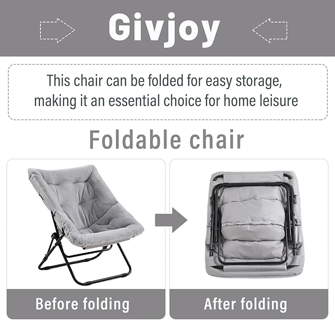 Comfy Folded Chair, Soft Faux Fur Oversized Folding Accent Chair, Flexible - Image 5