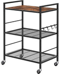 3-Tier Metal Storage Rack with Industrial Wheels, Mesh Shelving Unit with by Unknown