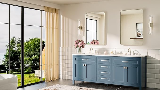 TETOTE Brushed Nickel Bathroom Mirror 20 x 30 Brushed Nickel Metal Framed - Image 8