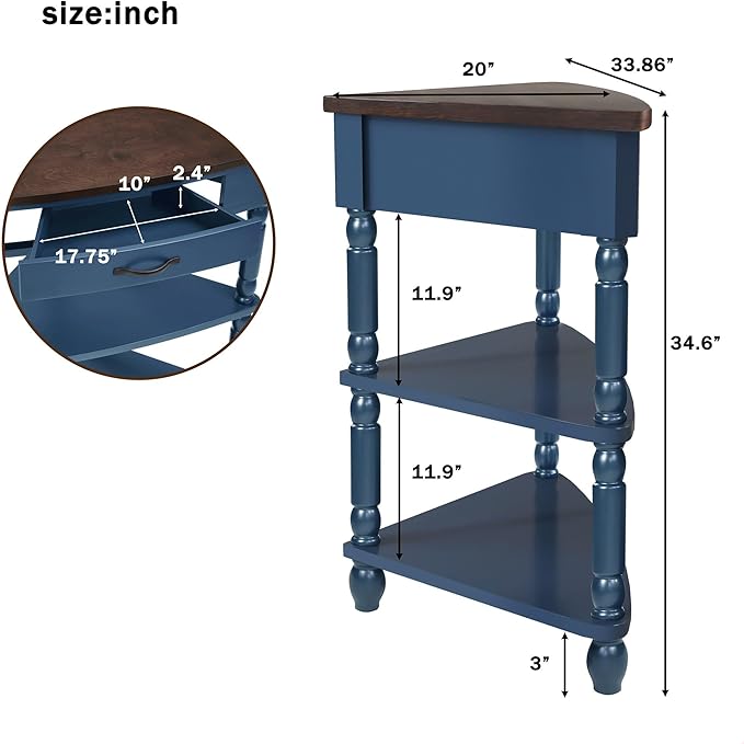 GDFStudio Trmxmbi 3 Tier Corner Console Table - Image 2
