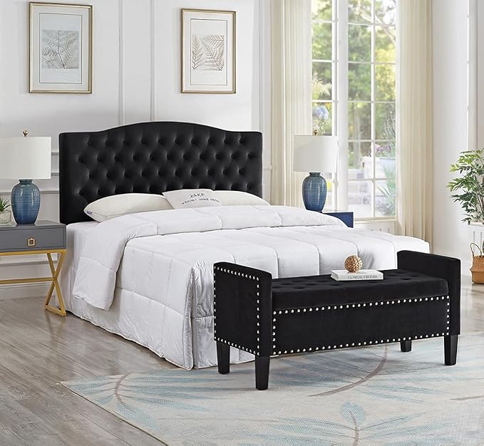 24KF Velvet Modern Upholstered Tufted Button Storage Bench - Image 8
