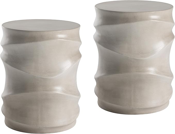 COSIEST Set of 2 Outdoor Side Table, 2 Pieces Concrete Table by COSIEST