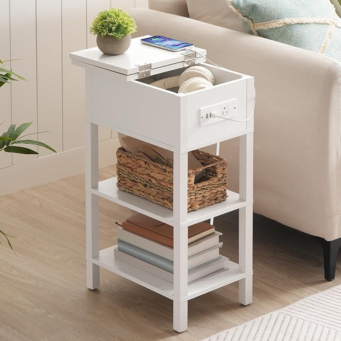 HOOBRO End Table with Charging Station, Flip Top Side Table with USB Ports - Image 2