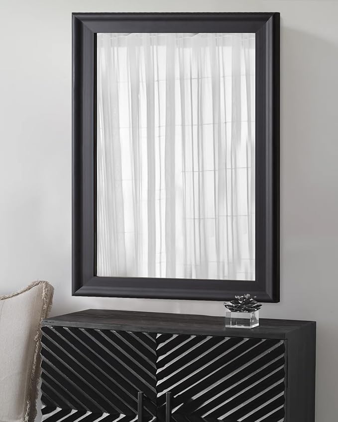 CULER Black Wood Wall Mirror for Bathroom, Rectangle Large 30 x 40 inch Hanging - Image 4