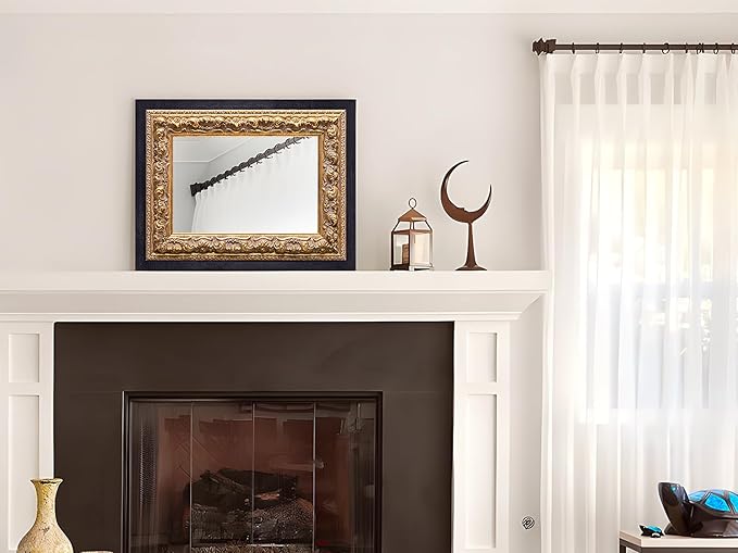Small French Antique Mirror, 14”x11” Black Vintage Table Mirror - Image 8