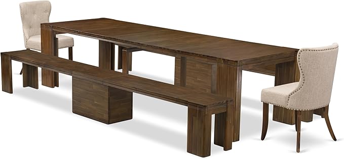X02SI-208-04 - 5 Pieces Modern Dining Table Set includes an Extendable - Image 2