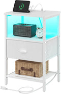 Sthmec Nightstands with Charging Station, LED Bedside Tables with Charging by Unknown