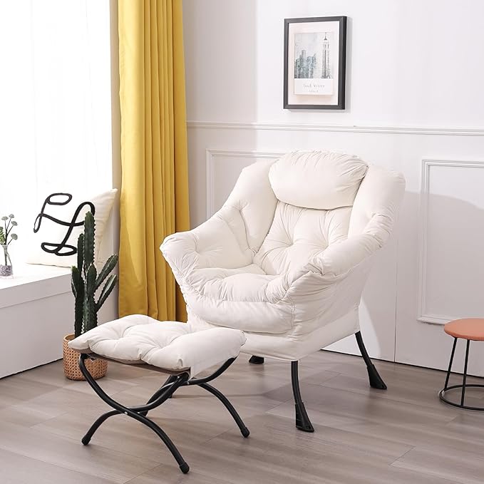 LITA Lazy Chair with Ottoman, Accent Contemporary Lounge Single Leisure - Image 2