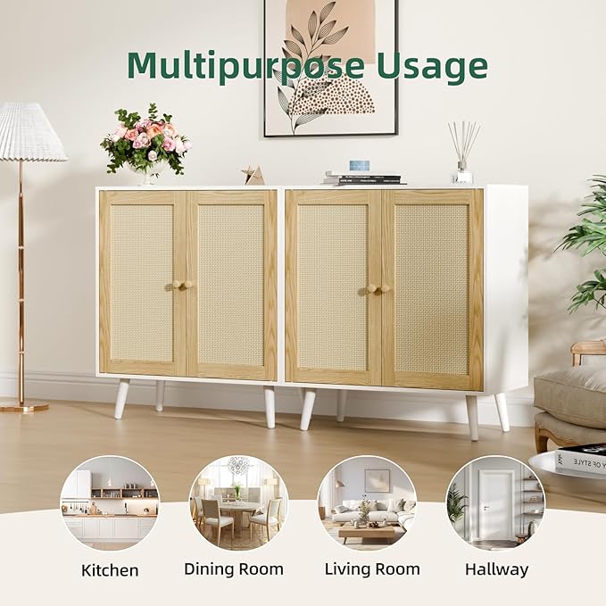 Rattan Storage Cabinet, Small Sideboard Buffets Storage Cabinet - Image 7