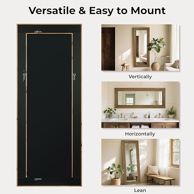 WallBeyond Full Length Mirror Rustic Wood Framed, 24 x 60 inch Farmhouse Wall - Image 5