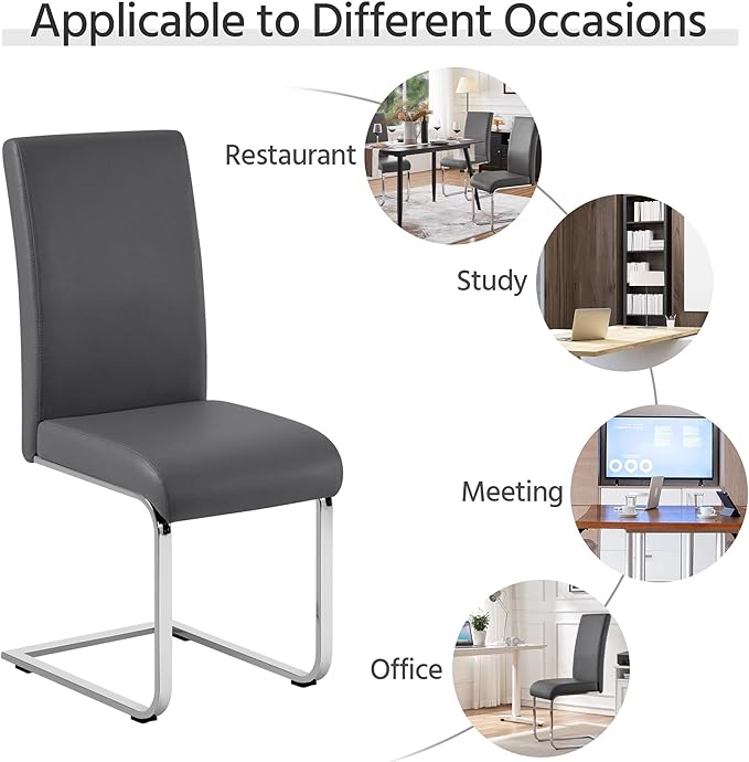 Yaheetech Dining Chairs Set of 4 Modern Faux Leather Upholstered Dining Room - Image 9