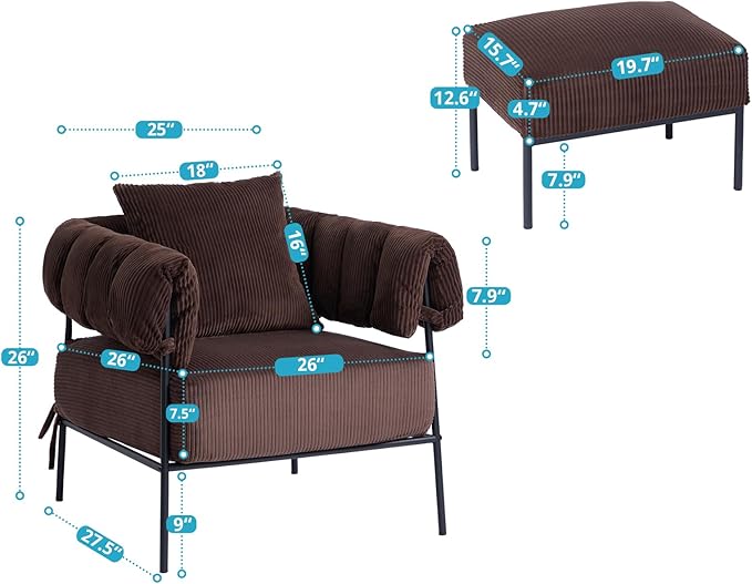 HollyHOME Modern Velvet Accent Chair - Image 3