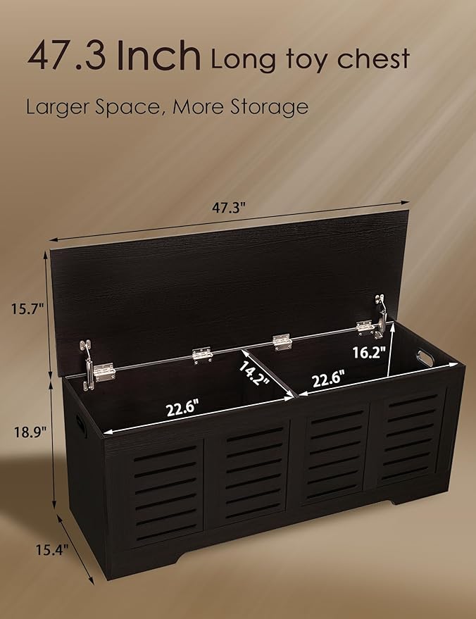 DINZI LVJ Storage Chest, 47.3” Wooden Toy Box - Image 8