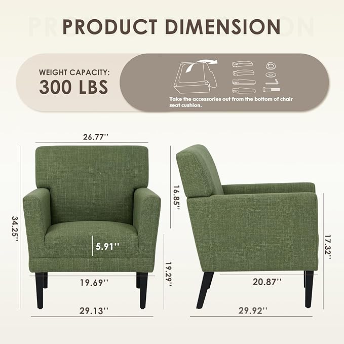 COLAMY Modern Accent Chair for Living Room, Upholstered Fabric Accent Armchair - Image 2