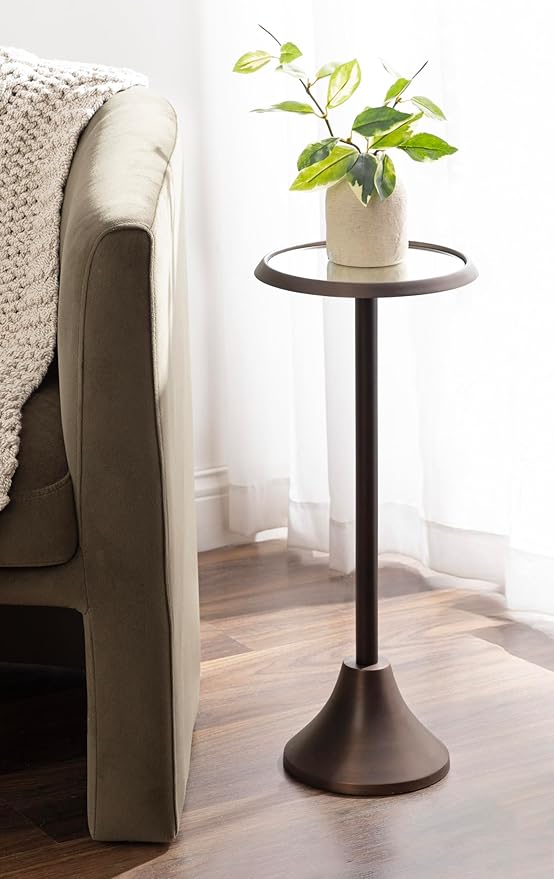 Kate and Laurel Sanzo Modern Pedestal Drink Table; 10 x 10 x 23; Antique - Image 4