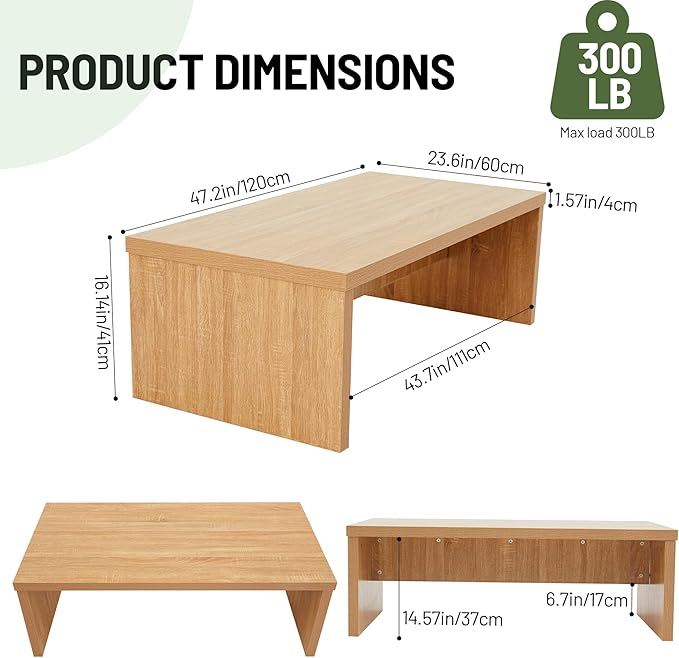 Rectangular Eco Friendly Engineered Wood Coffee Table - Image 2