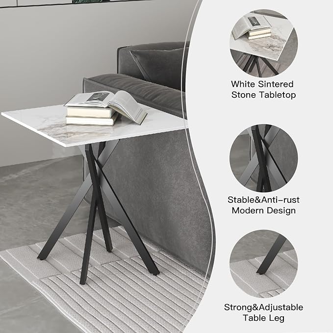 White Marble Side Coffee Table Set of 2 - Image 7