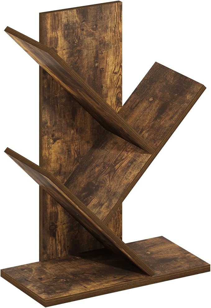 Furinno Tree Bookshelf 3-Tier Floor Standing Tree Bookcase, Amber Pine - Image 4