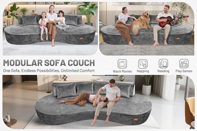 Homguava 104'' Modular Sectional Sofa, Curved Modern Sofa - Image 5