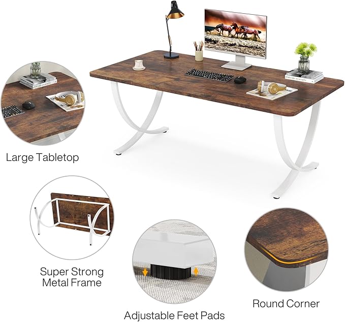 Tribesigns Executive Desk, 63” W x 31.5” D Large Office Desk, Modern Computer - Image 7