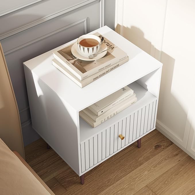 White Night Stand Set 2, Modern Bedside Table - Image 8