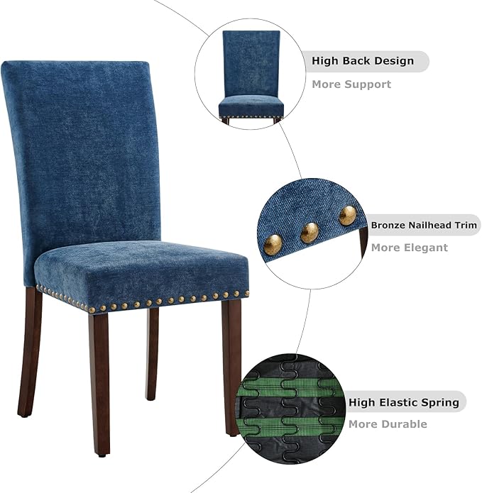 COLAMY Upholstered Parsons Dining Chairs Set of 4, Fabric Dining Room Kitchen - Image 6