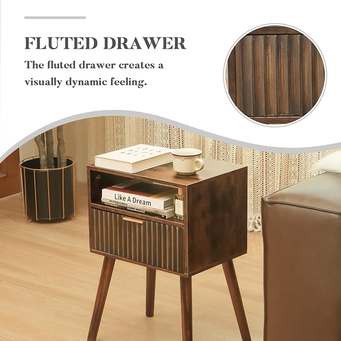 Walnut Nightstand, Wooden Bedside Table - Image 6