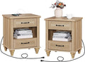 WAMPAT Set of 2 Oak Nightstands Side Tables by WAMPAT