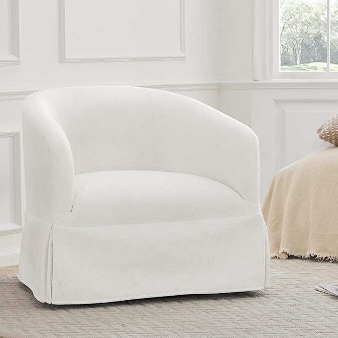 Swivel Accent Chair, 360 Degree Performance Fabric Armchair Modern Barrel - Image 8