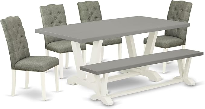 East West Furniture V097EL207-6 6 Piece Dining Room Table Set Contains a by EastWestFurniture
