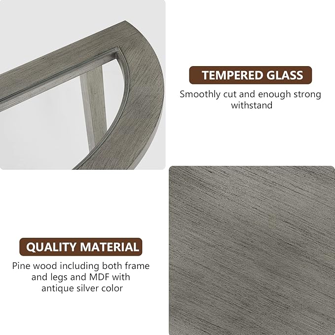 COSIEST 2-Tier Glass Console Table, Semi-Circular MDF Entryway Table - Image 6