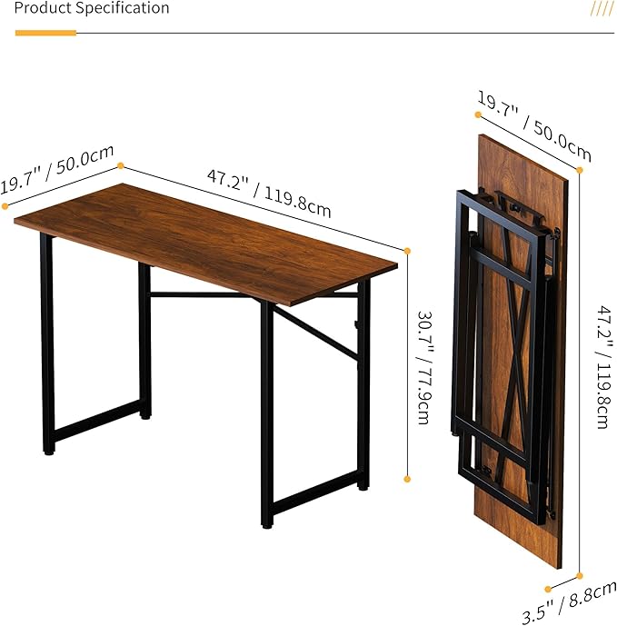 47 inch Folding Desk No Assembly Required, Writing Gaming Computer Camping Table - Image 3