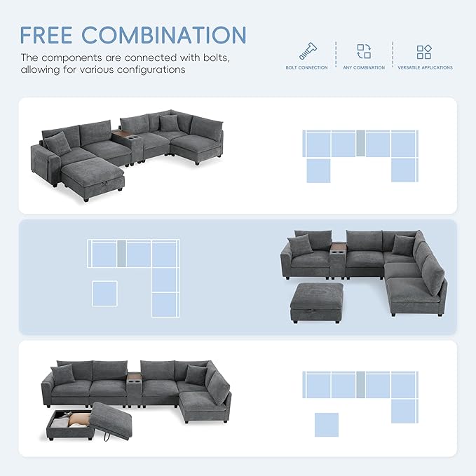 Merax 140'' Oversized Modular Sectional Sofa - Image 7
