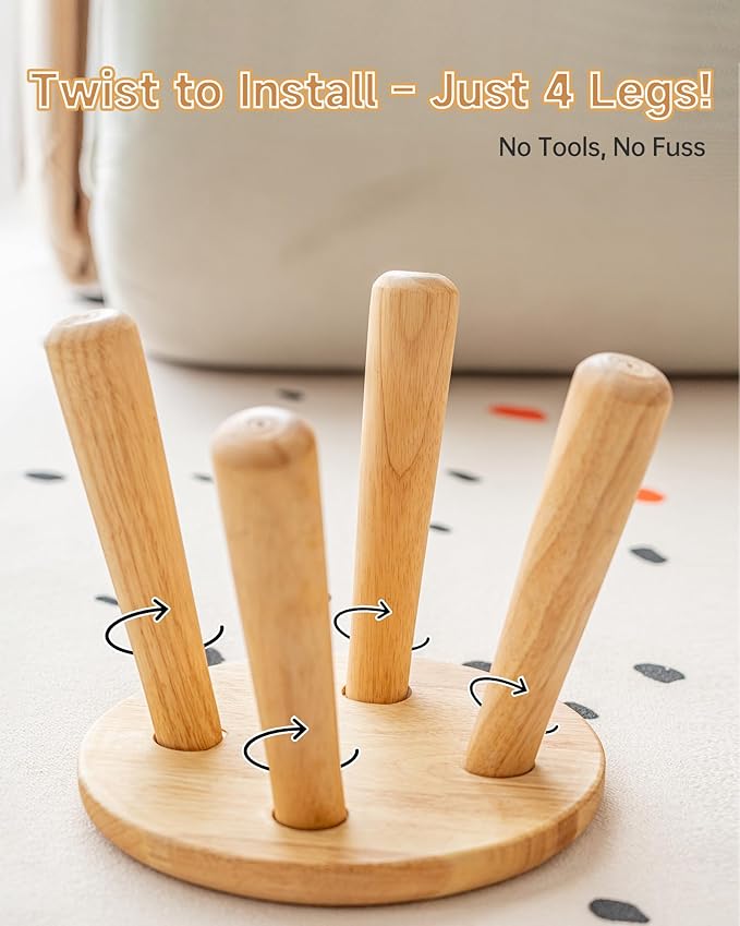 100% Solid Wood Mushroom Step Stool, Small Wooden Stool - Image 5
