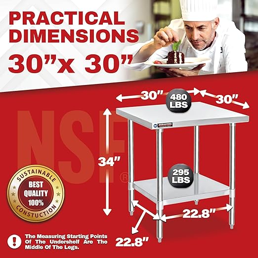 DuraSteel 30x30 Stainless Steel Work Table - Image 3